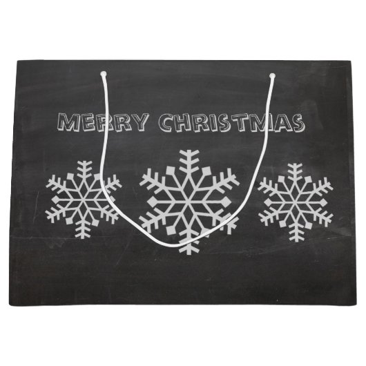 Snowflake winterkarton met kersttouwtjes large cadeautasje (Voorkant)