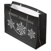 Snowflake winterkarton met kersttouwtjes large cadeautasje (Achterkant Gekanteld)