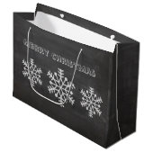 Snowflake winterkarton met kersttouwtjes large cadeautasje (Voorkant Gekanteld)