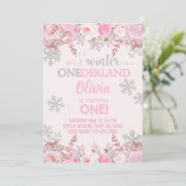 Snowflake wintermeisje 1 eerste verjaardag uitnodi kaart (Staand voorkant)
