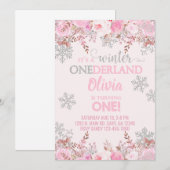 Snowflake wintermeisje 1 eerste verjaardag uitnodi kaart (Voorkant / Achterkant)