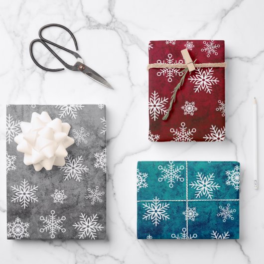 Snowflake wrapppapier - Helderkleurige kerstavond Inpakpapier Vel (Voorkant)