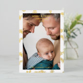 Snowflake Wreath Christmas Modern Custom Photo  Folie Uitnodiging (Staand Voorkant)