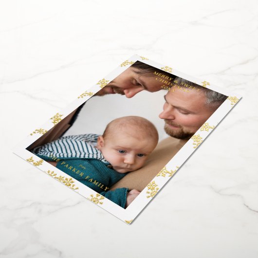 Snowflake Wreath Christmas Modern Custom Photo  Folie Uitnodiging (Gedraaid)