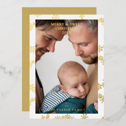 Snowflake Wreath Christmas Modern Custom Photo  Folie Uitnodiging (Voorkant / Achterkant)