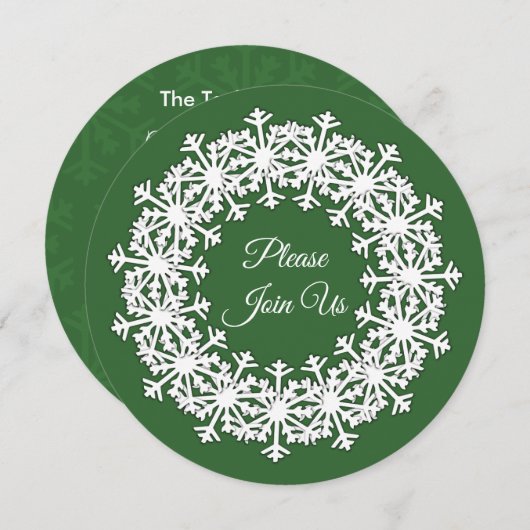 Snowflake Wreath Green Kaart (Voorkant / Achterkant)