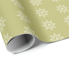 Snowflake Xmas Olive Green Kerstmis Holiday Cadeaupapier