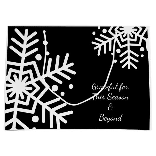 Snowflake Zwart & Wit Motto Bedrijf Logo Naam Groot Cadeauzakje (Voorkant)