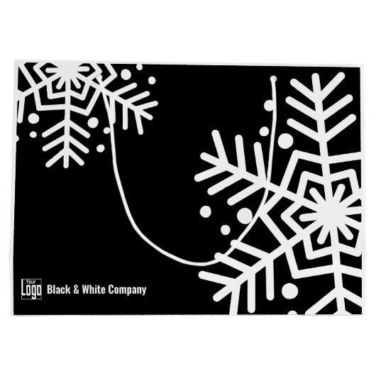 Snowflake Zwart & Wit Motto Bedrijf Logo Naam Groot Cadeauzakje (Achterkant)