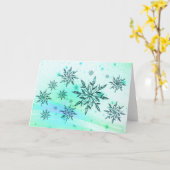 Snowflake zwijn blauwgroen blauw wenskaart winter kaart (Gele Bloem)