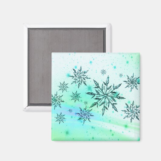 Snowflake zwijn blauwgroen blauw wit magneet (Voorkant / Achterkant)