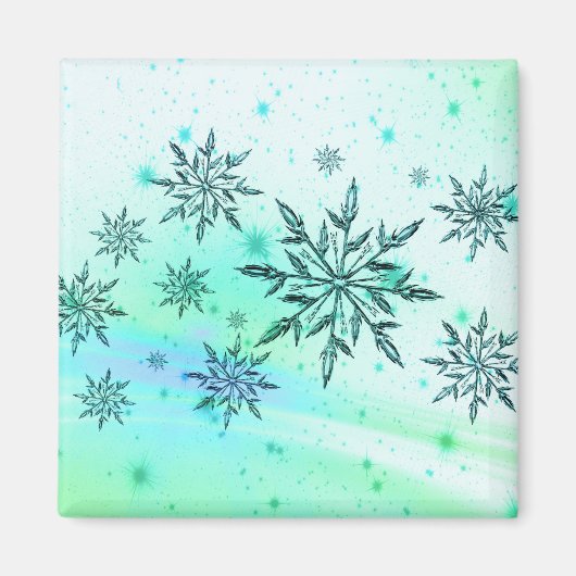 Snowflake zwijn blauwgroen blauw wit magneet (Voorkant)