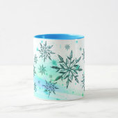 Snowflake zwijn blauwgroen blauwe winter mok (Midden)