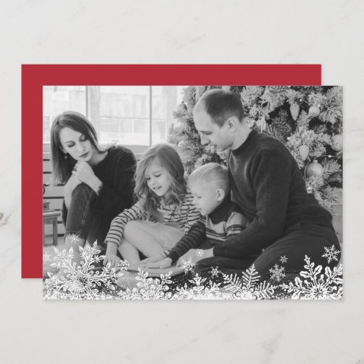 SnowflakeAangepaste foto Merry en heldere Kerstmis Feestdagenkaart (Voorkant / Achterkant)