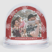 Snowflakes 2 boog foto gepersonaliseerd rood sneeuwbol (Voorkant)