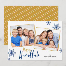 Snowflakes 2 Foto's Happy Hanukkah Feestdagenkaart