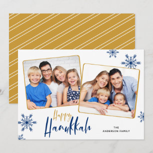 Snowflakes 2 Foto's Happy Hanukkah Feestdagenkaart