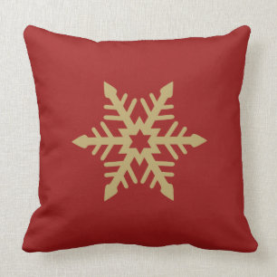 Snowflakes 2-wegs design Gold op rood Kussen