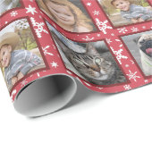 Snowflakes 5 Aangepaste serie Foto Collage Red Eas Cadeaupapier (Rol Hoek)