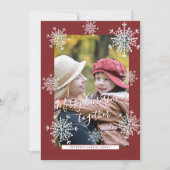 Snowflakes 6 familie foto collage script Kerstmis Feestdagenkaart (Voorkant)