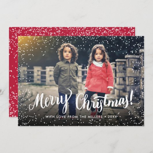 Snowflakes, aangepast voor prettig kerstscript feestdagenkaart (Voorkant / Achterkant)