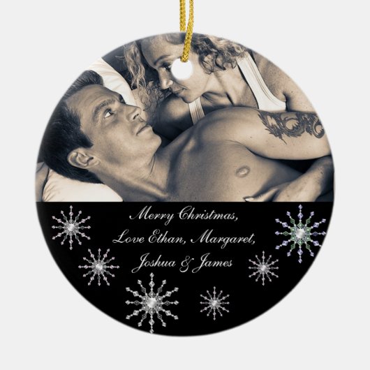 Snowflakes, Afbeelding met fijne kerst Keramisch Ornament (Voorkant)