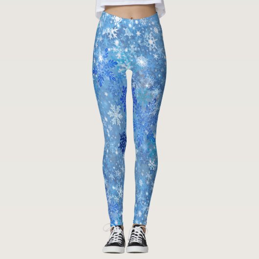 Snowflakes All-Over Print Leggings (Voorkant)