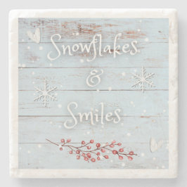 Snowflakes and Smiles Coaster Stenen Onderzetter