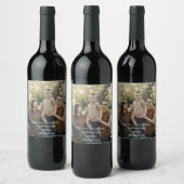 Snowflakes Arched Frame Holiday Overlay Photo Wijn Etiket (Flessen)