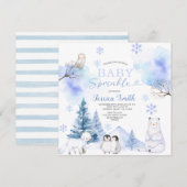 Snowflakes Arctic Animal Mountain  Baby Sprinkle Kaart (Voorkant / Achterkant)