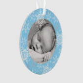 Snowflakes Baby Boy's eerste kerstblauwe glitter Ornament (voorkant)