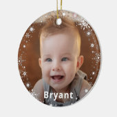 Snowflakes Baby Foto eerste kerstfeestdag Keramisch Ornament (Links)