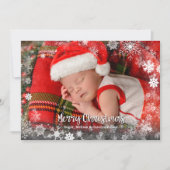 Snowflakes Baby Foto geboorteaankondigingen Feestdagenkaart (Voorkant)