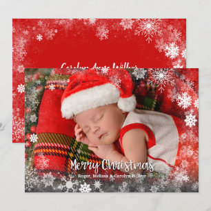 Snowflakes Baby Foto geboorteaankondigingen Feestdagenkaart