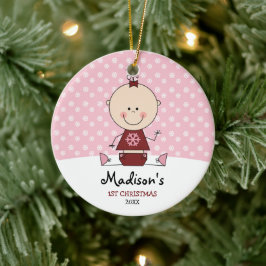 Snowflakes Baby Girl 1 kerstman op maat Keramisch Ornament