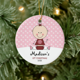 Snowflakes Baby Girl 1 kerstman op maat Keramisch Ornament