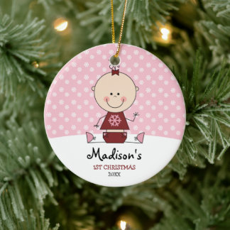 Snowflakes Baby Girl 1 kerstman op maat Keramisch Ornament