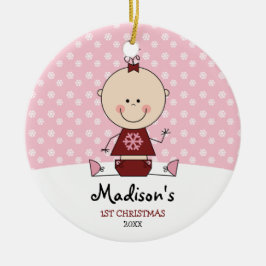 Snowflakes Baby Girl 1 kerstman op maat Keramisch Ornament