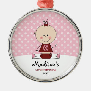 Snowflakes Baby Girl 1 kerstman op maat Metalen Ornament
