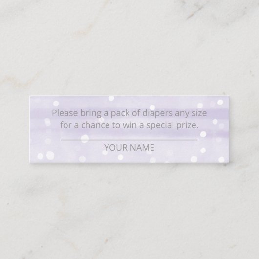 Snowflakes Baby shower Diaper Raffle Mini Visitekaartje (Achterkant)