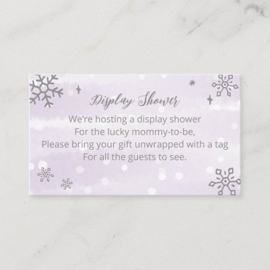 Snowflakes Baby shower Display Shower Informatiekaartje (Voorkant)