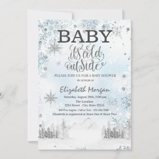 Snowflakes Baby shower van het bosgebergte Kaart