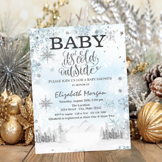Snowflakes Baby shower van het bosgebergte Kaart