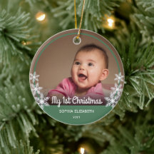 Snowflakes Baby's eerste kerstfoto Groen