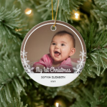 Snowflakes Baby's eerste kerstfoto White