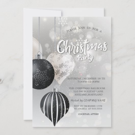 Snowflakes, Balls Silver kerstbedrijf Kaart (Voorkant)