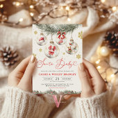 Snowflakes Baubles Christmas Santa Baby Shower Kaart