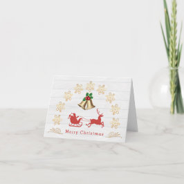 Snowflakes Bells Holly Santa Reindekerst Kaart