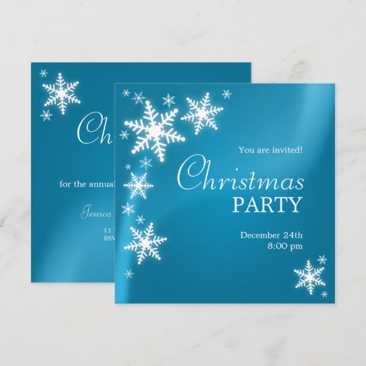 Snowflakes, bevroren Blauwe kerstfeestdag Kaart (Voorkant / Achterkant)