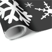 Snowflakes Black Cadeaupapier (Rol Hoek)